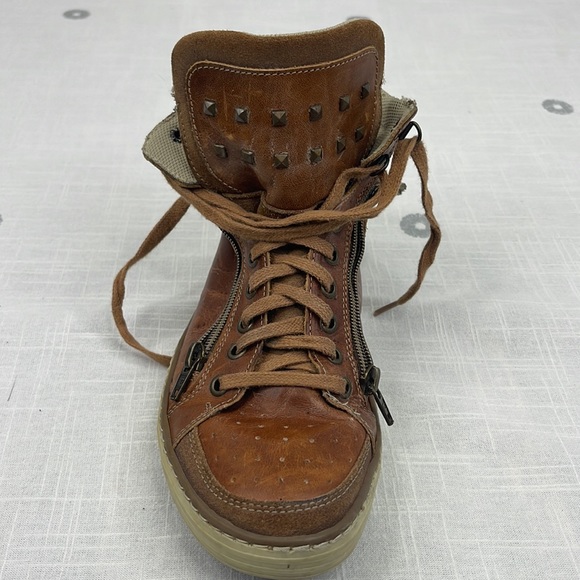 Steve Madden Art Name Burnleyy High Top Zip Lace Studded Leather Shoes Mens Sz 8 - Picture 3 of 7